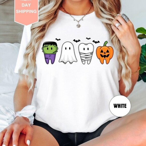 Tops - Dental Halloween Shirt, Halloween Teeth Shirt